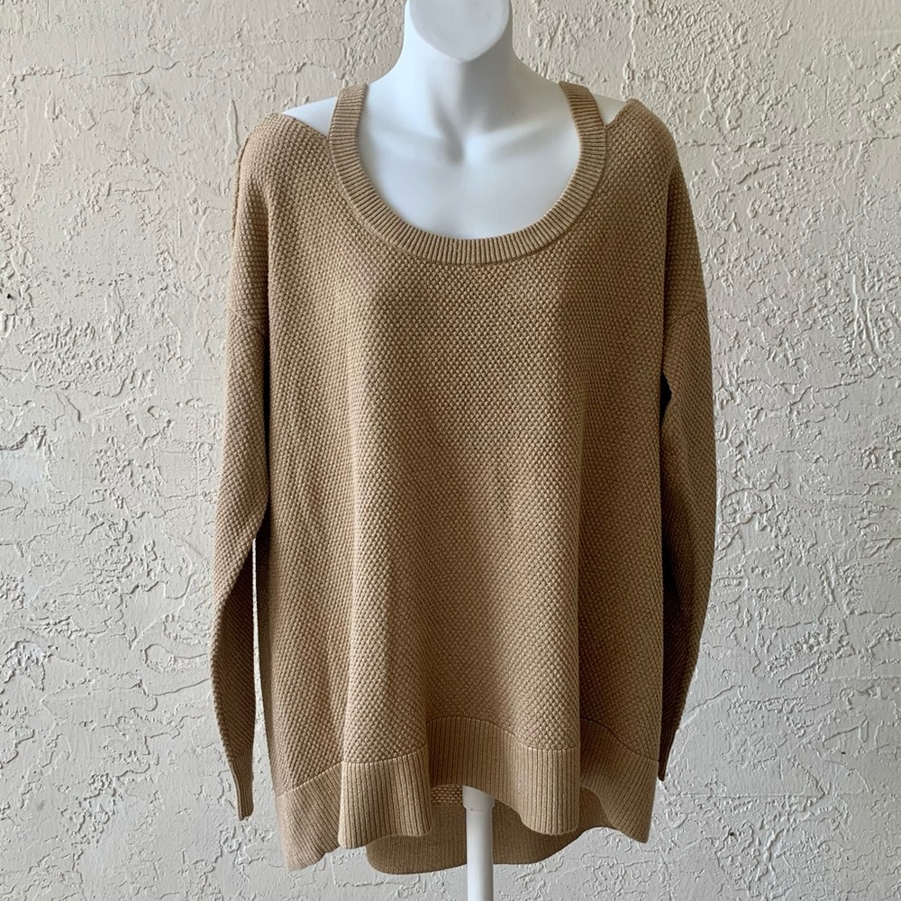MICHAEL KORS CUTOUT & COLD SHOULDER SWEATER. Gold Size XL - Picture 1 of 9